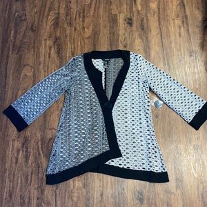 Ali Miles Sheer Button Cardigan Black/Gray/Silver Women’s Size Small